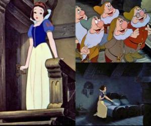 Snow White gives good night to the seven dwarfs puzzle