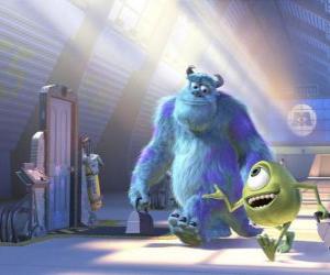 Sulley and his friend Mike in one of the gates leading from Monstropolis to the human world puzzle