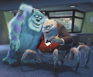 Sulley with Watermoose who is chairman of Monsters Inc, the power plant where Sulley and Mike work scaring children puzzle