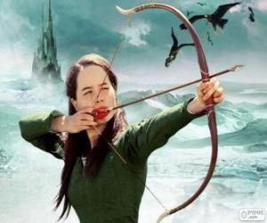 Susan Pevensie prepared to launch an arrow puzzle