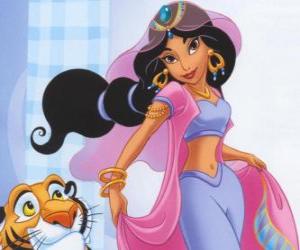 The big tiger Rajah and Princess Jasmine are great friends puzzle