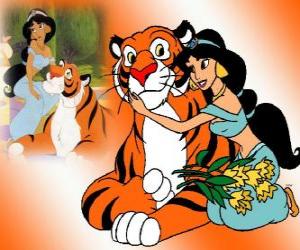 The big tiger Rajah and Princess Jasmine are great friends puzzle