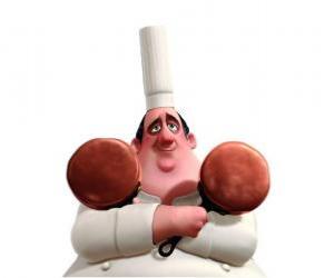The chef Auguste Gusteau with two pans puzzle