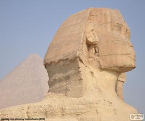 The Great Sphinx of Giza and the pyramids at the bottom, these monuments are part of the necropolis of Giza or Gizah puzzle