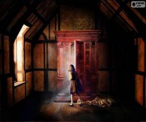 The little Lucy Pevensie entering in the closet puzzle