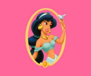 The loving Princess Jasmine with a little bird in hand puzzle