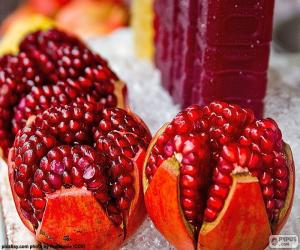 The pomegranate is a fruit that has an interior filled with seeds or grains puzzle