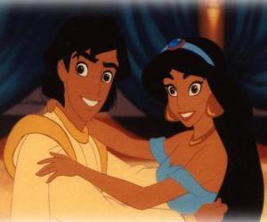 The princes Jasmine and Aladdin happy and in love puzzle