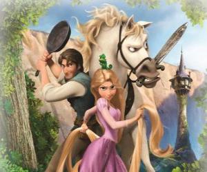 The protagonists of the Disney movie Tangled about the story of Princess Rapunzel puzzle