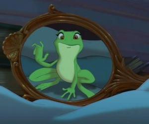 The spell goes wrong and Tiana becomes a frog too. puzzle