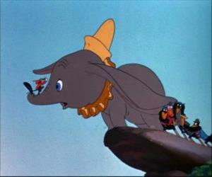 Timothy the mouse, along with Jim Crow and his friends teach Dumbo to fly puzzle