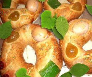 Traditional Easter cake, is a typical food of some Spanish regions. Traditionally the best man gives the monkey to his godson on Easter Sunday. puzzle
