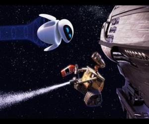 Wall-E and Eve in outer space puzzle
