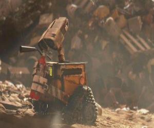 Wall-e in its work of cleaning the Earth discovers a fire extinguisher puzzle