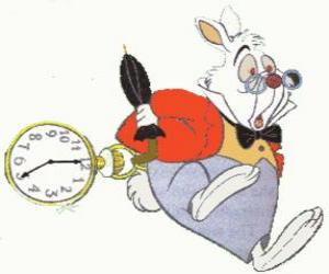 White Rabbit with a waistcoat and a large pocket watch puzzle