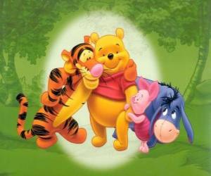 Winnie The Pooh and his friends Eeyore, Tigger and Piglet puzzle