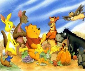 Winnie the Pooh and his friends at a picnic in the countryside puzzle