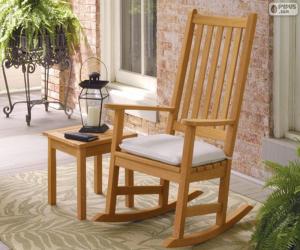 Wooden rocking chair or rocker with back bars puzzle