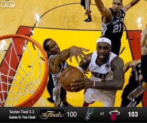 2013 NBA Finals, 6th game, San Antonio Spurs 100 - Miami Heat 103 puzzle