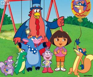 Dora with some friends puzzle & printable jigsaw