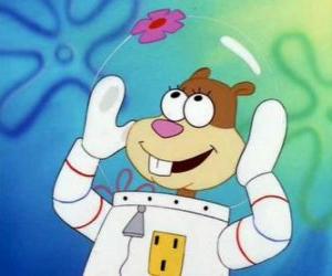 Sandy Cheeks, a squirrel who must wear a suit and a special helmet to live under water puzzle