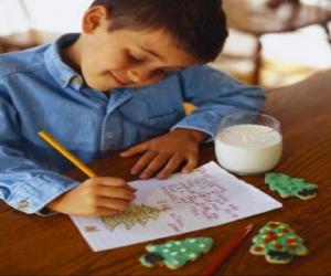 A child writing a letter to Santa Claus puzzle