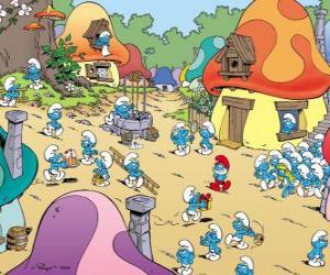 A day in the village of the Smurfs puzzle