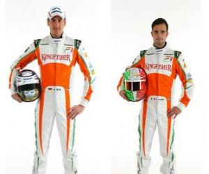 Adrian Sutil and Vitantonio Liuzzi, Scuderia pilots Force India F1 puzzle