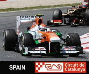 Adrian Sutil - Force India - Circuit de Catalunya, Barcelona, 2013 puzzle