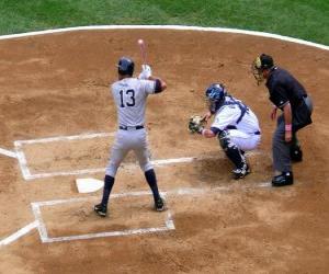 Alex Rodriguez (batter) and catcher ready for launch puzzle