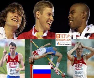 Alexander Shustov High Jump champion, Ivan Ujov and Martyn Bernard (2nd and 3rd) of the European Athletics Championships Barcelona 2010 puzzle