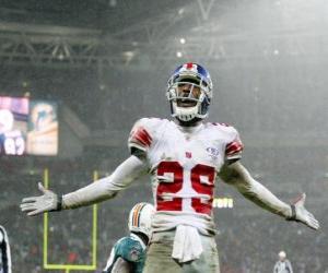 American footall player celebrating a victory puzzle