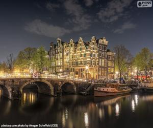 Amsterdam by night, Netherlands puzzle