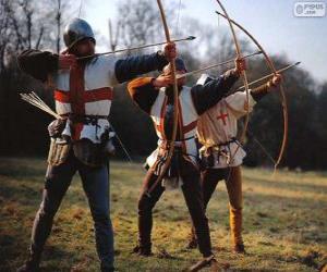 Archers, medieval soldiers armed with a bow puzzle