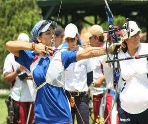 Archery - Archer pointing to the target in the open air puzzle