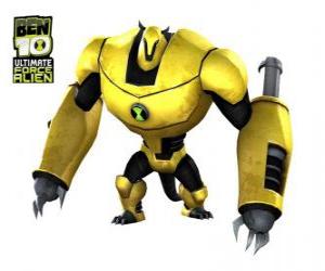 Armodrillo, robust alien like an armadillo robot from the planet Terraexcava. Ben 10 Ultimate Alien puzzle