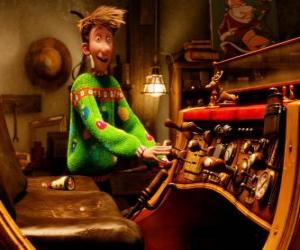 Arthur Christmas watching the old sled puzzle