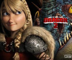 Astrid with her winged dragon Stormfly, How to Train Your Dragon 2 puzzle