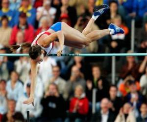 Athlete doing a pole vault puzzle