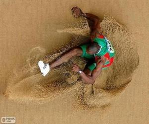 Athlete practicing the long jump puzzle