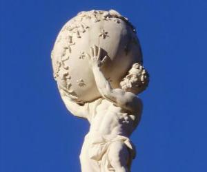 Atlas, titan in greek mythology that sustains the earth on his shoulders puzzle