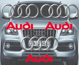 Audi logo, German car brand puzzle