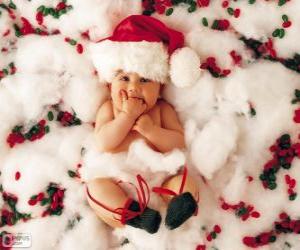 Baby with hat of Santa Claus puzzle