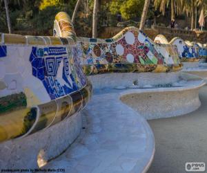 Bank, Park Güell, Barcelona puzzle