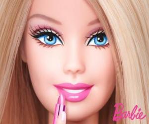 Barbie is painted lips puzzle