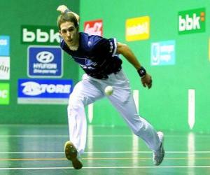 Basque pelota - Pelotari or player in the beating of the ball puzzle