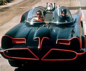 Batman and Robin in his Batmobile puzzle