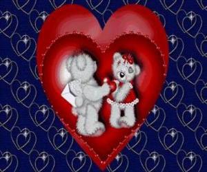 Bears in love with two hearts puzzle