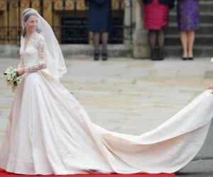 Beautiful wedding dress with a long tail puzzle