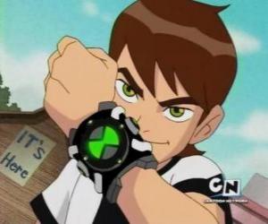 Ben 10 with the alien watch Omnitrix on his wrist puzzle